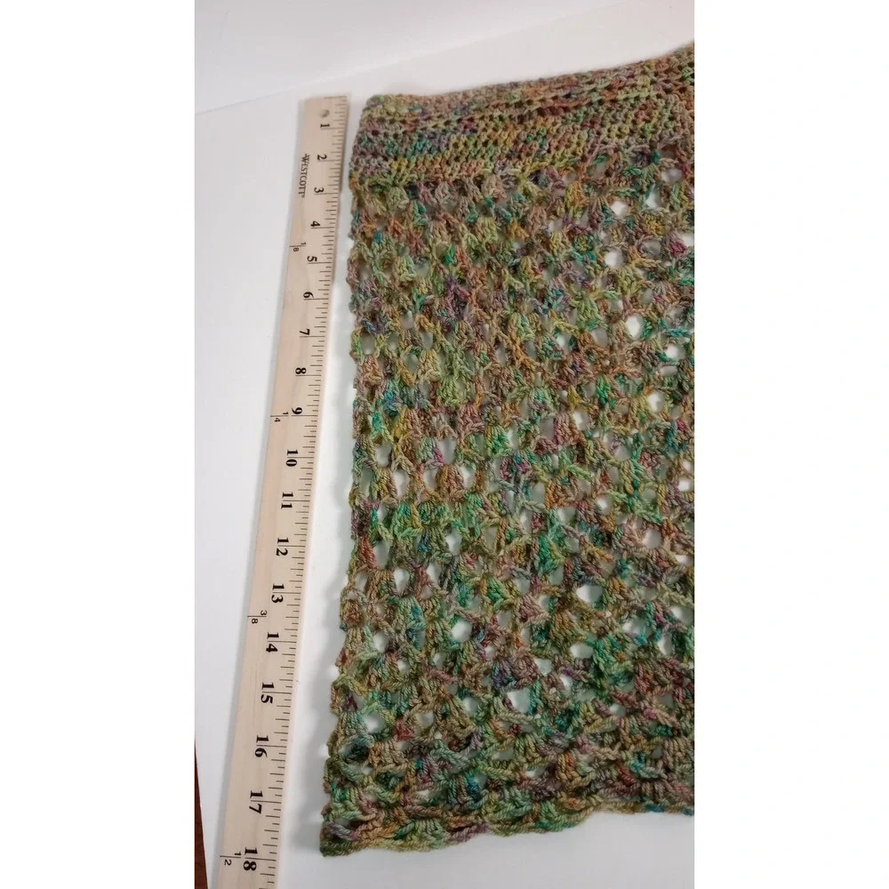 Vintage Handmade Crochet Mini Skirt Multicolor Boho Retro 70s Knit Small